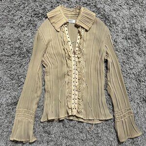 2000s Glam Lace Up Flare Sleeve Coquette Long Sleeve Size M By Dress-U